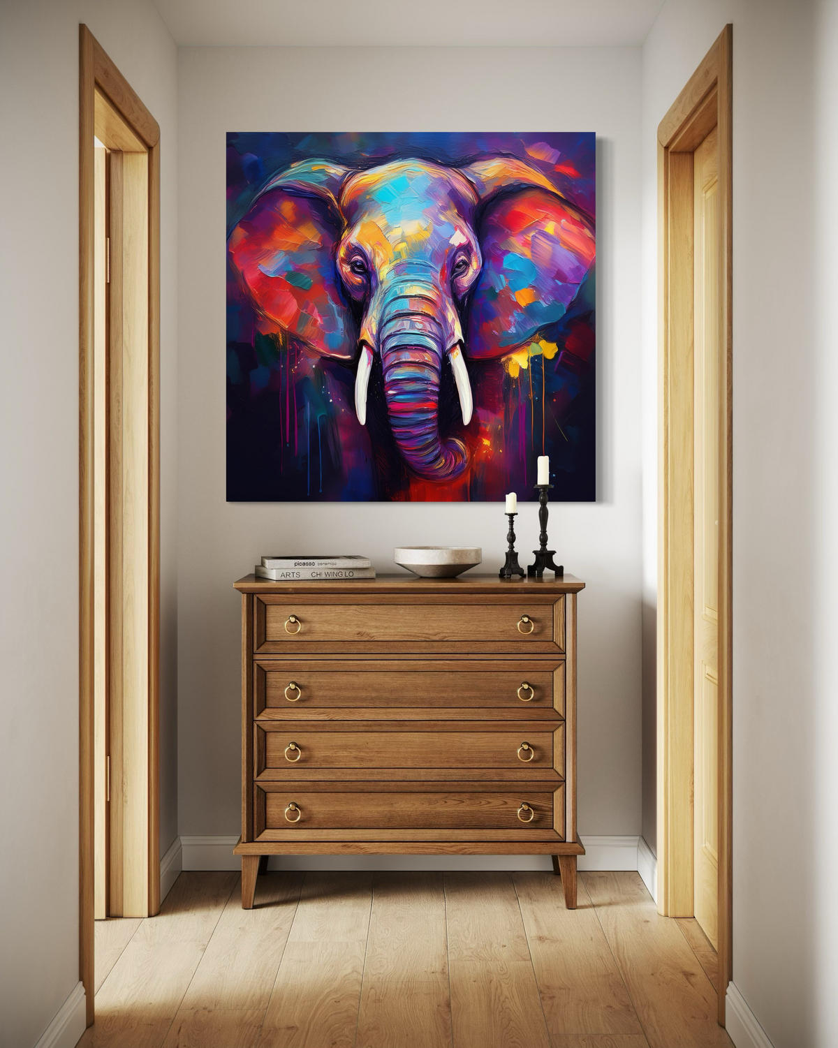 WANDBILD elefant tiere pop art - Multicolor, Textil (50/50cm) - Feeby