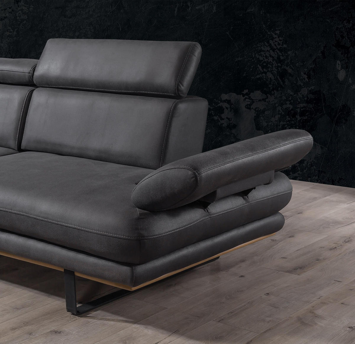 2 Sitzer SOFA Energy Nubuk Anthrazit - Anthrazit, Textil/Metall (200/80/100cm) - Villa Möbel