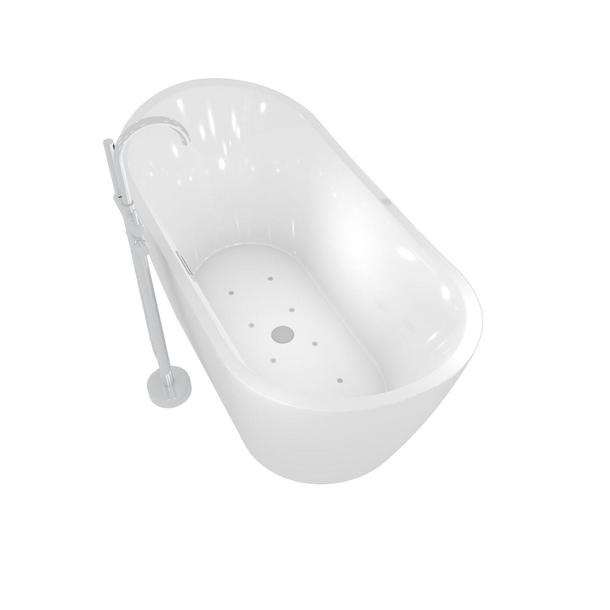 FREISTEHENDE Badewanne Wanne F13 180x92cm Whirlpool Armatur AF004 - Weiß, Glas/Kunststoff (80/72/180cm) - AcquaVapore by Sandra Jentho