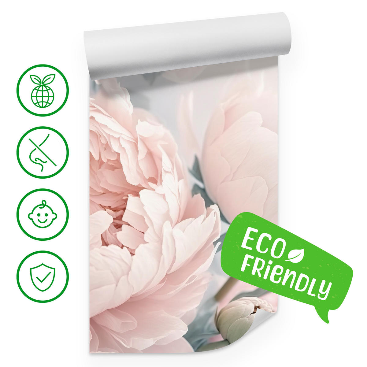 FOTOTAPETA Pre Spálňu Veľké Kvety Ružové Pivonky 350 x 256 cm - zelená/ružová, papier (350/256cm) - Muralo