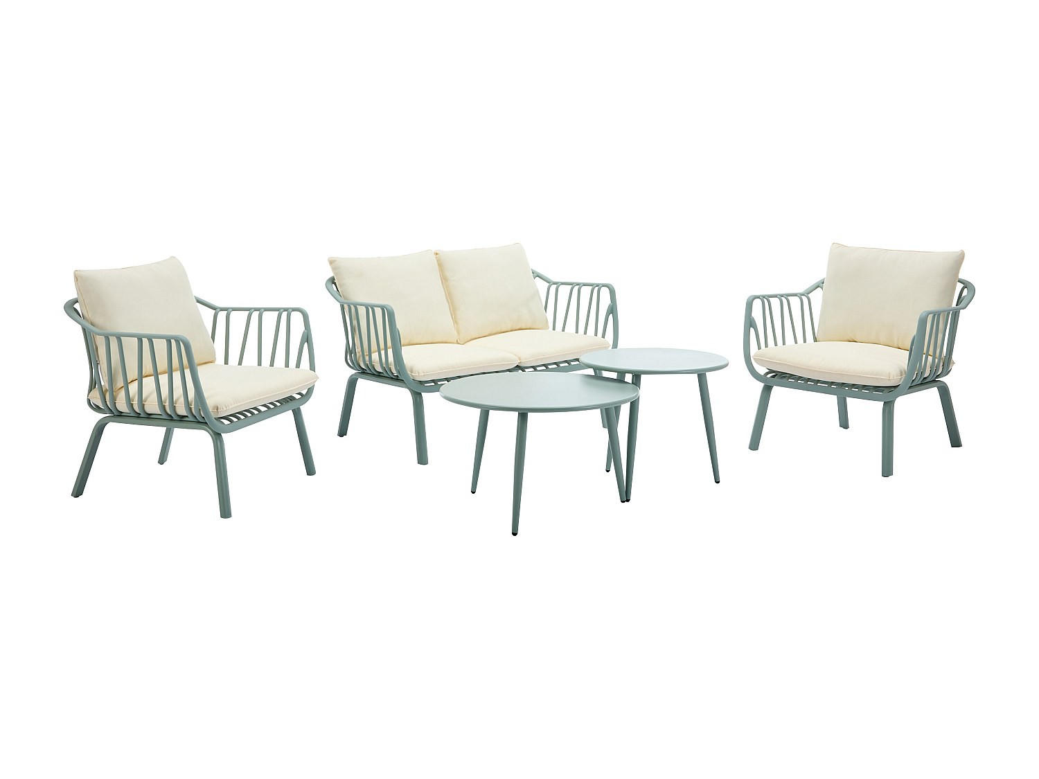 GARTENSITZGRUPPE im Set - 4 -Sitzer - Polypropylen - mandelgrün - LOYNA - Grün, Metall - Vente-Unique
