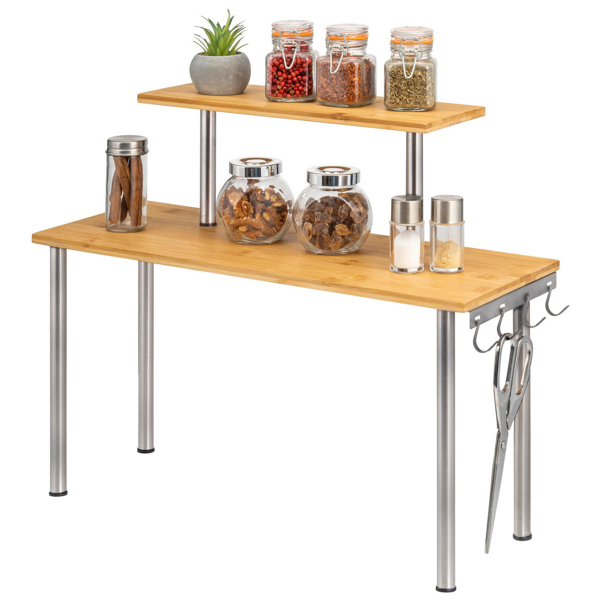 KÜCHENREGAL, Edelstahl - Edelstahlfarben, Holz (52/40/19.5cm) - bremermann