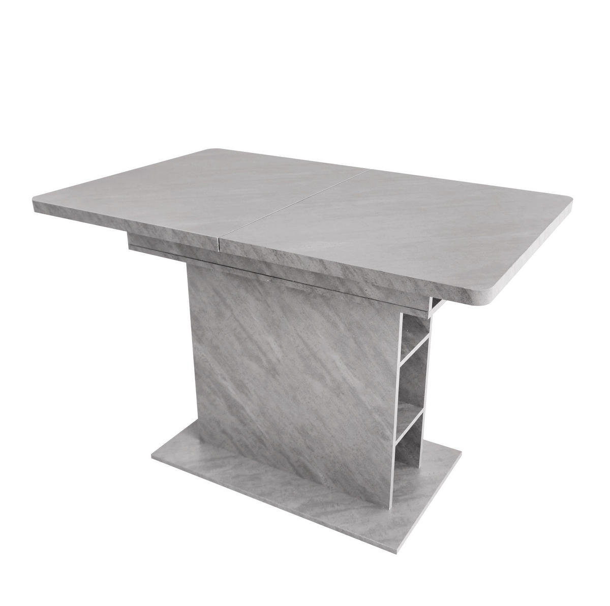 ESSTISCH ausziehbar in Grau mit Stauraum und Betonoptik,130/70/75 cm - Grau, Holzwerkstoff (130/70/75cm) - Flora Grace