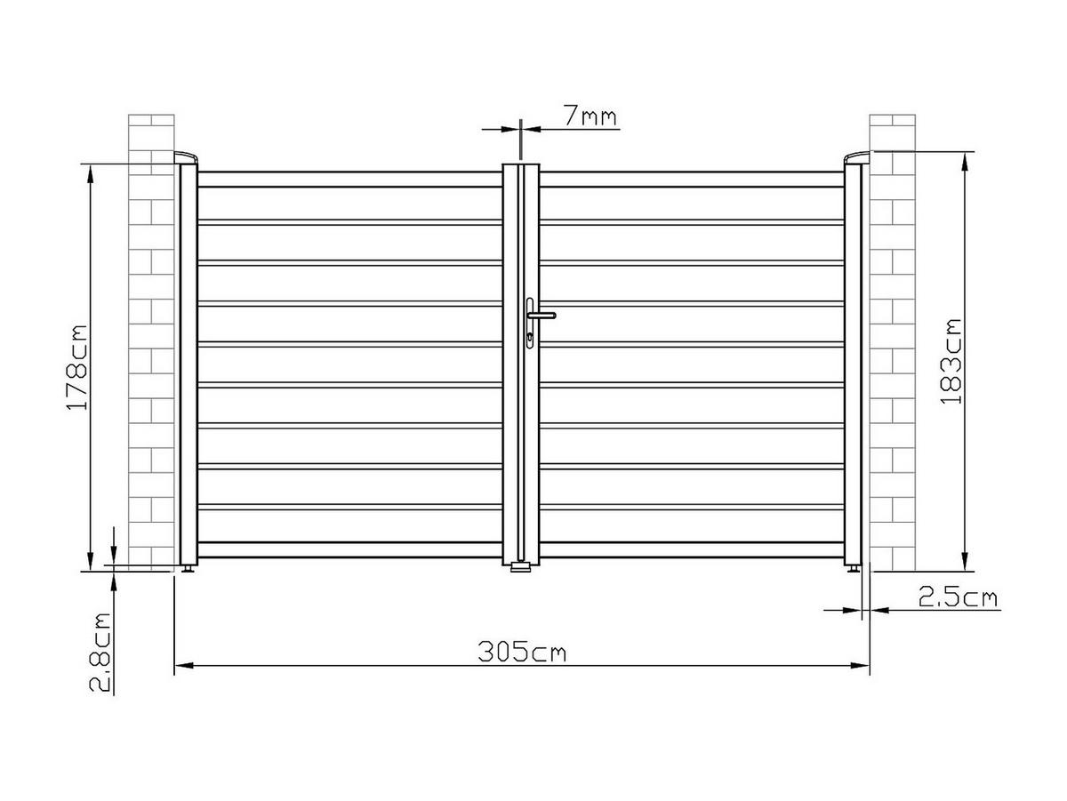 FLÜGELTOR - 300cm x 4.6cm - Aluminium - weiß - PRIMO - Weiß, Metall (300/178cm) - Vente-Unique