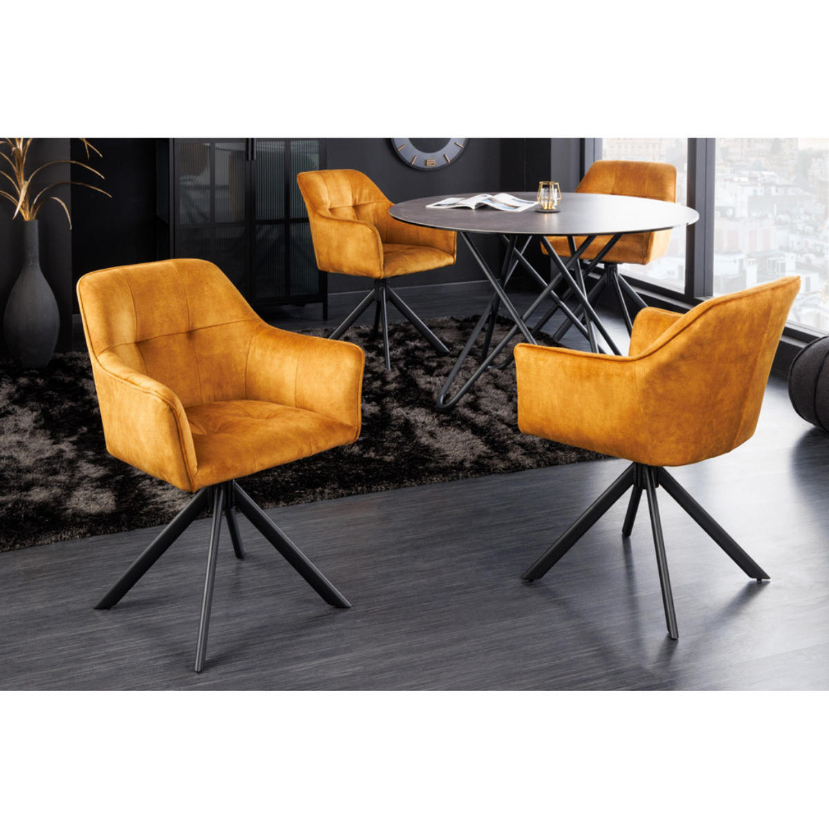 STUHL LOFT Samt Senfgelb - Gelb, Textil (60/83/61cm) - riess-ambiente