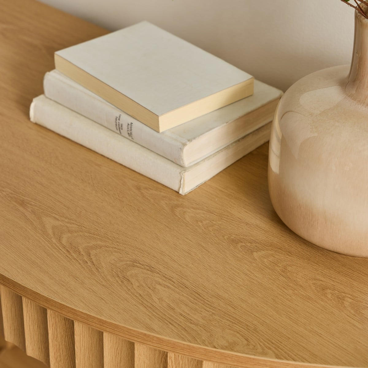 ABGERUNDETE Konsole mit Welleneffekt und 2 Ebenen bologne 100/40/76 cm - Eschefarben, Holzwerkstoff (16/40/76cm) - Calicosy