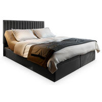 BOXBETT MURLO 140x200 cm mit Matratze und Topper - Grau - Grau, Holz (140/200cm) - MASSENO