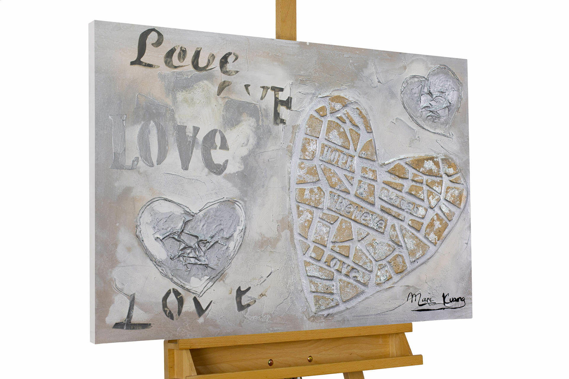 ACRYLBILD HANDGEMALT 80/60 cm - Beige/Grau, Holz/Textil (1.64/60cm) - KUNSTLOFT