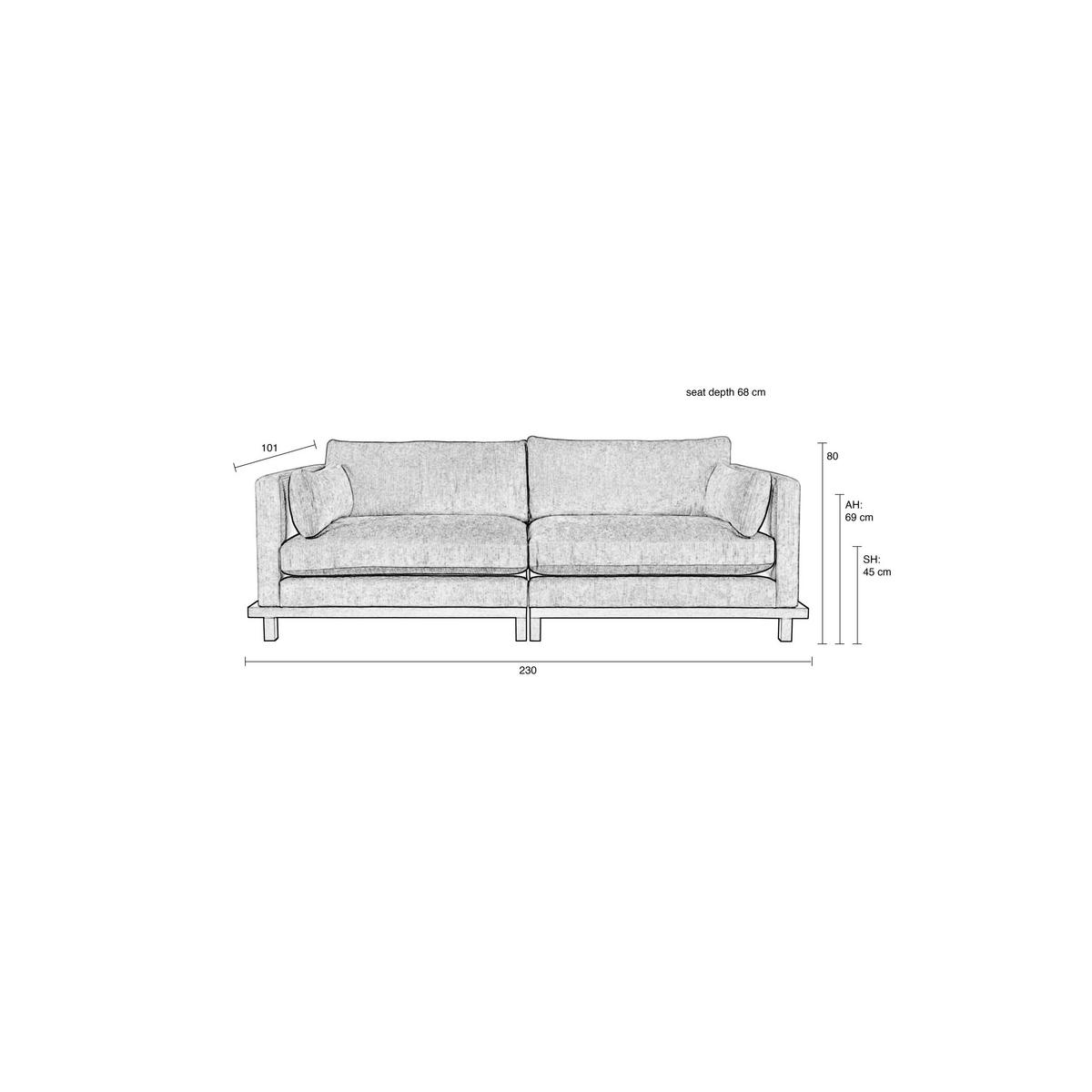 SOFA 3-SITZER Blossom Sand/ Beige - Beige/Creme, Textil (230/80/101cm) - Zuiver