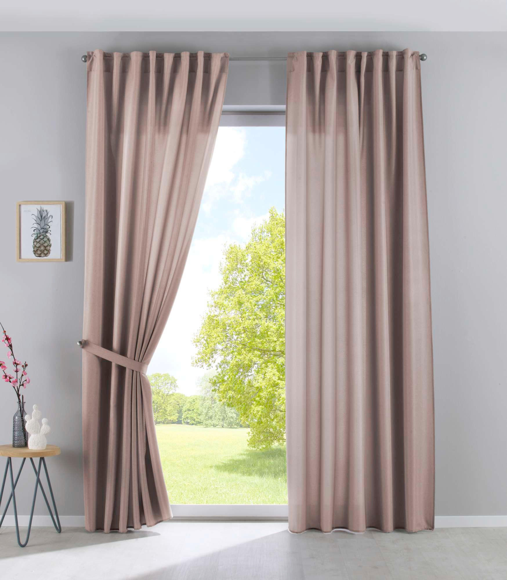 SCHLAUFENGARDINE 2ER SET »Jena« HxB 225x140 cm Taupe - Taupe, Textil (140/225cm) - Gardinenbox