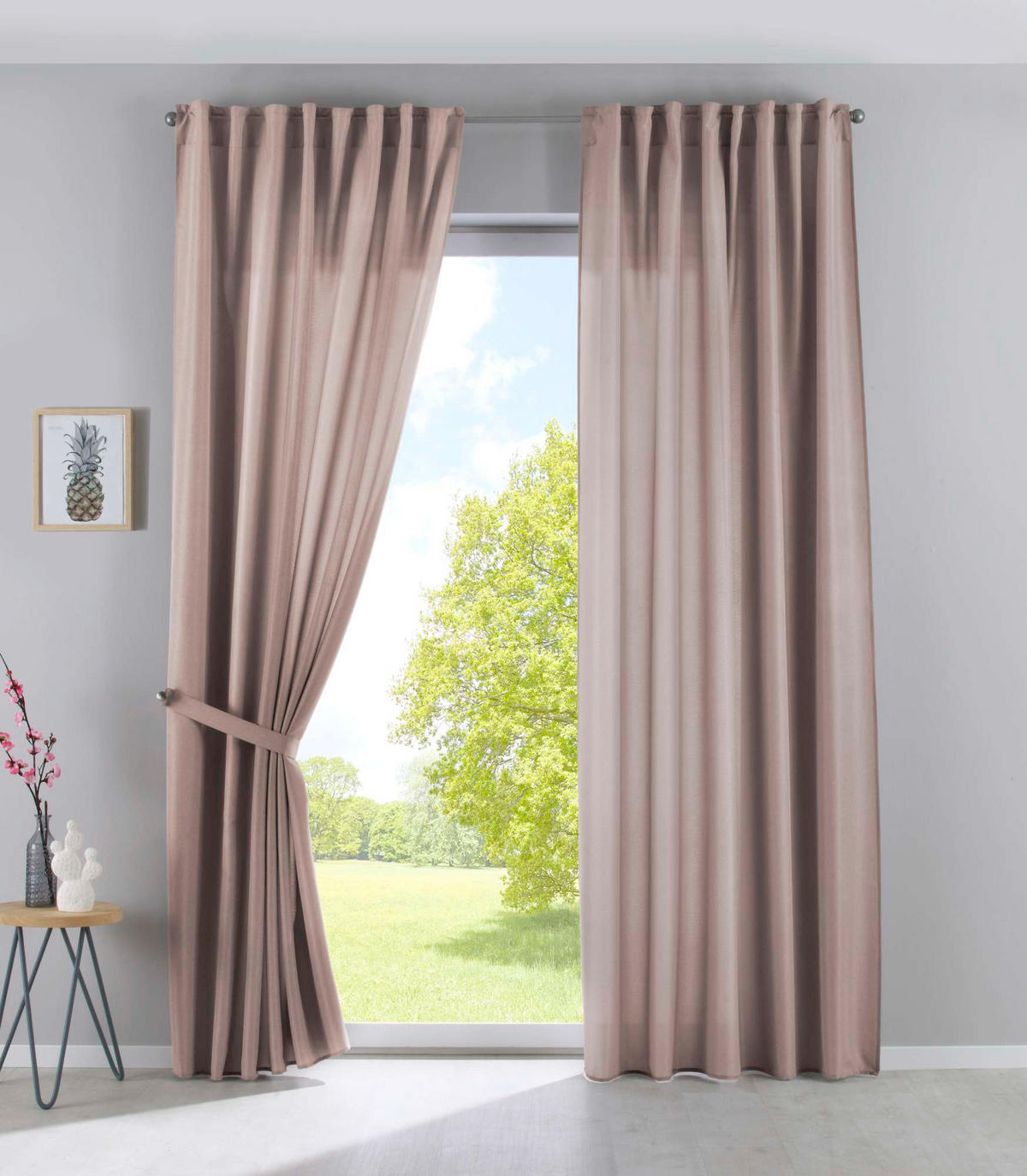 SCHLAUFENGARDINE 2ER SET »Jena« HxB 250x140 cm Taupe - Taupe, Textil (140/250cm) - Gardinenbox