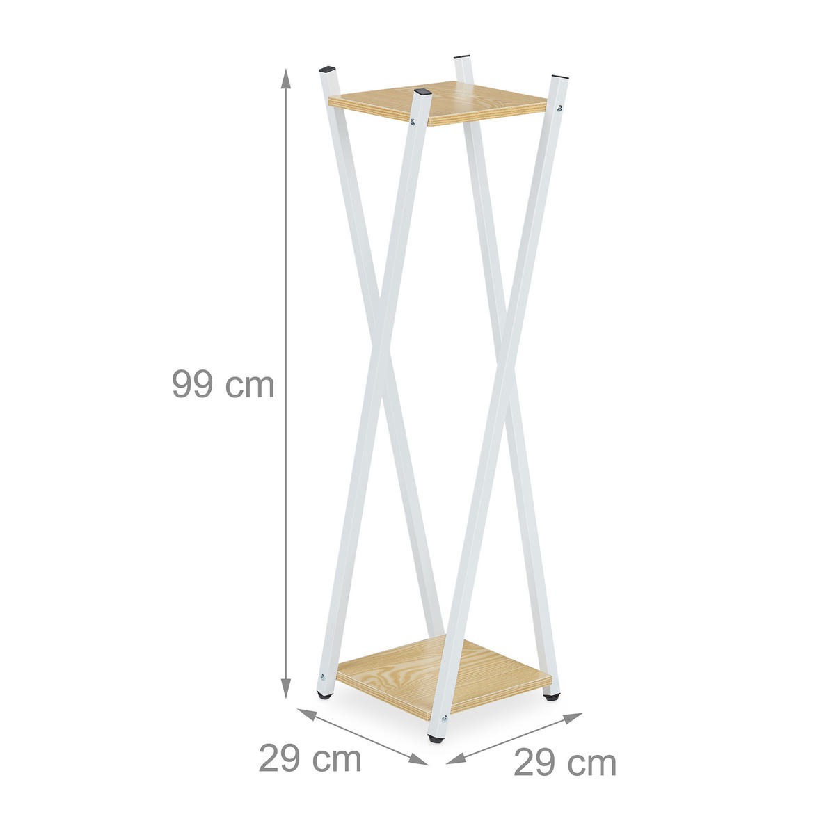 BLUMENSTÄNDER - Beige/Weiß, Holzwerkstoff/Metall (29/29/99cm) - Relaxdays