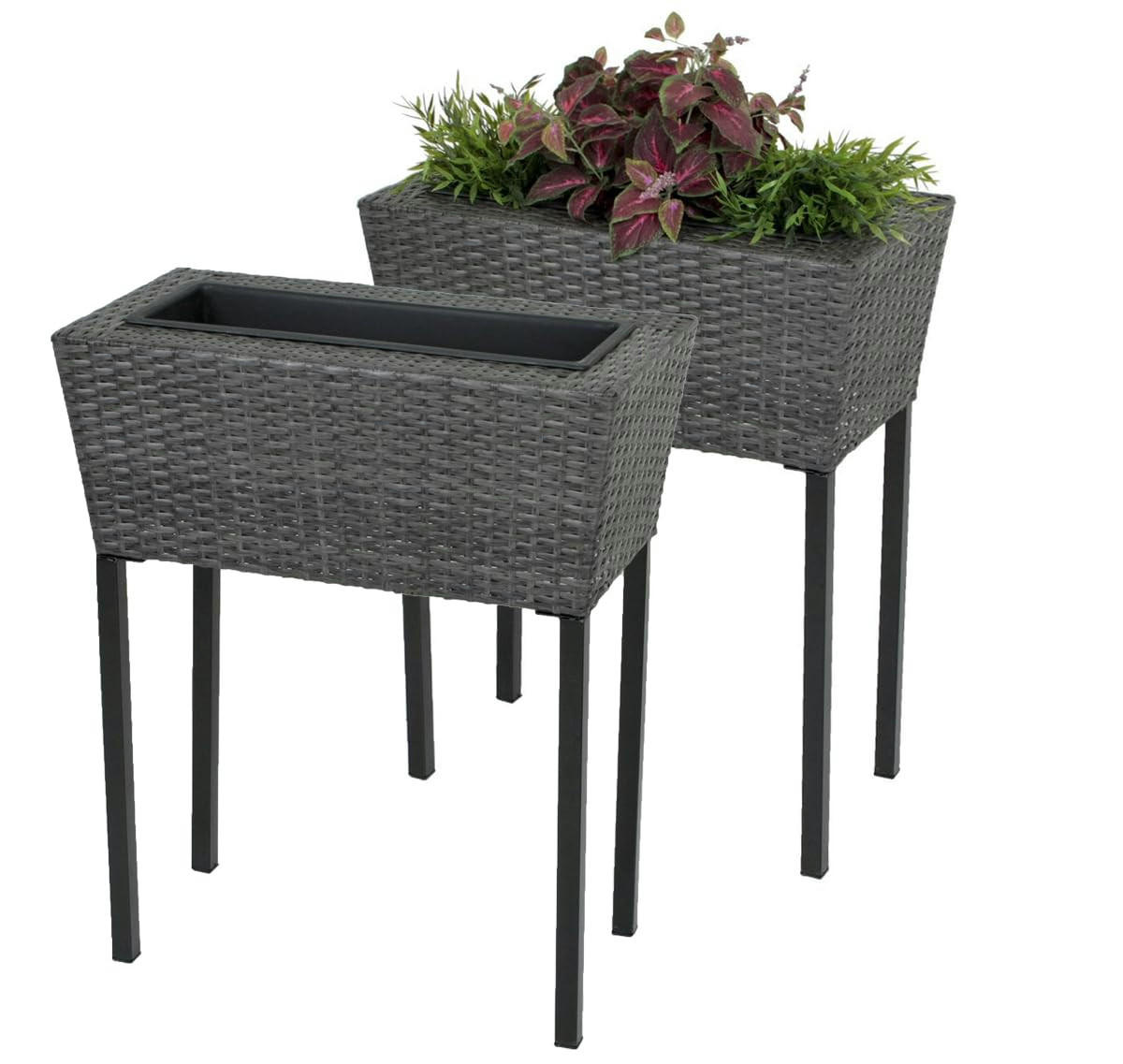 HOCHBEET Bologn 2er Set Dunkelgrau Metall-Hochbeet für Garten - Dunkelgrau, Kunststoff (30/72/60cm) - DELUKE