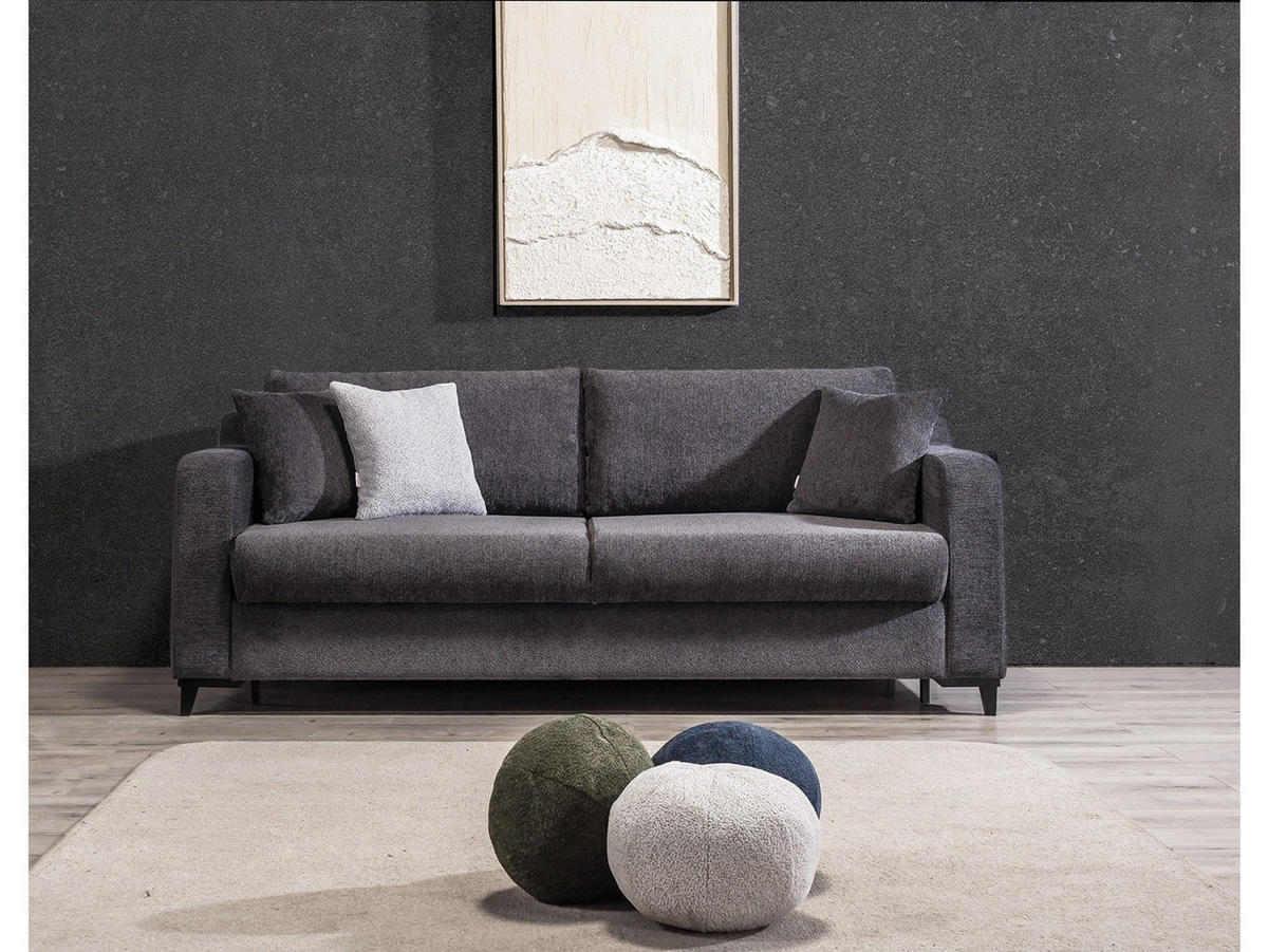 SOFA Transforma 2-Sitzer Webstoff Anthrazit - Anthrazit, Holz/Textil (170/80/100cm) - Villa Möbel