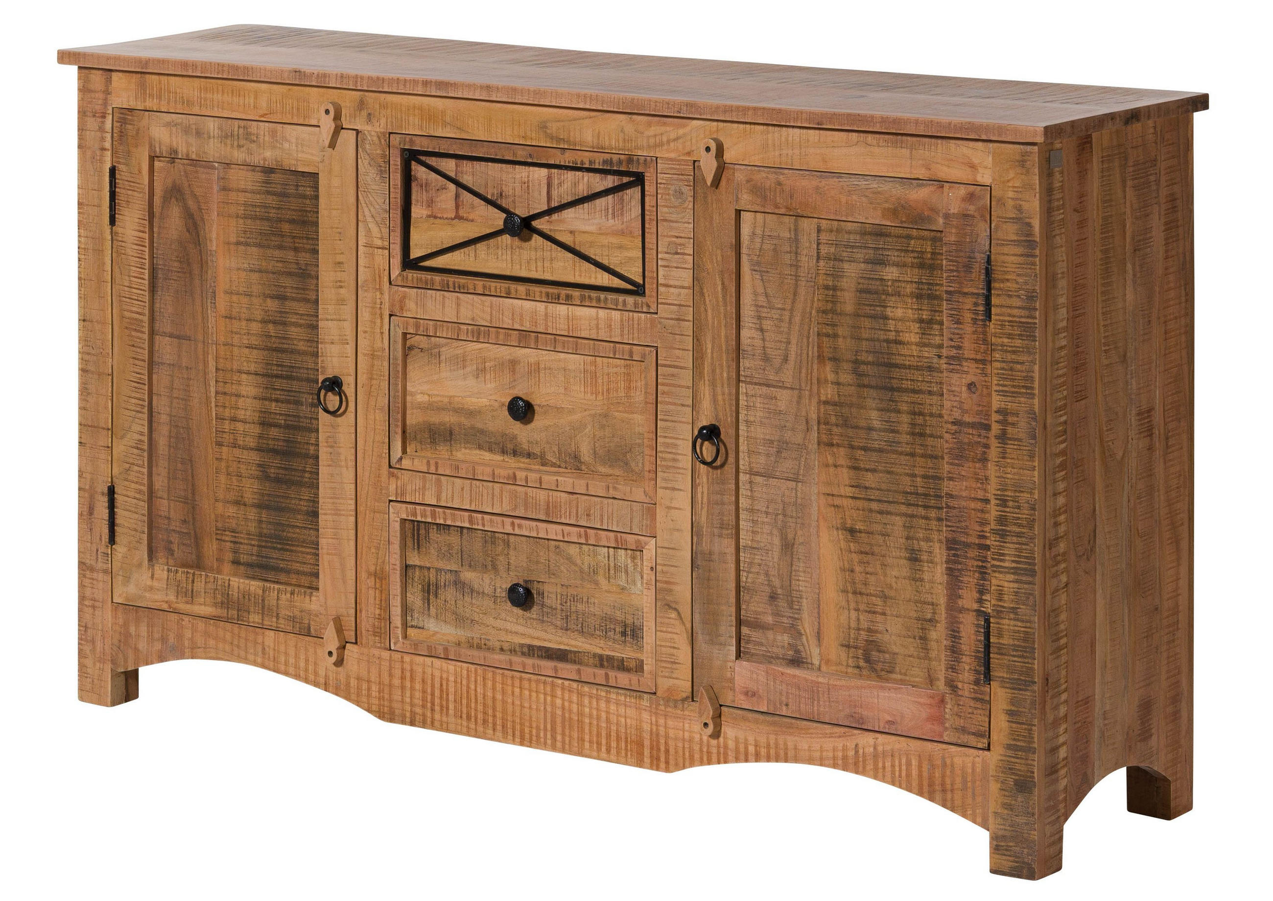 SIDEBOARD Akazie 150x38x85 natur versiegelt NATURE OF SPIRIT #205 - Braun, Holz (150/85/38cm) - Massivmoebel24