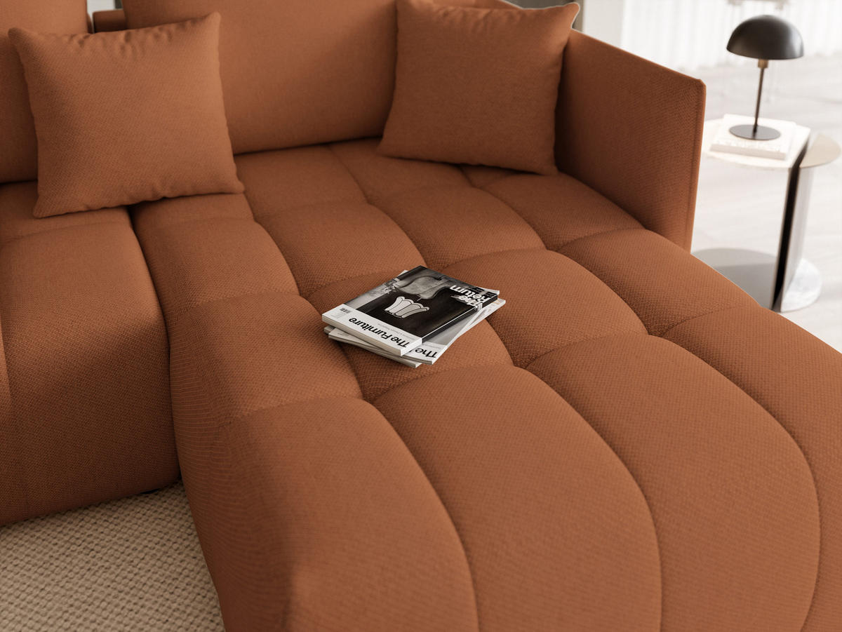 WOHNLANDSCHAFT LORISSE mit Schlaffunktion und Bettkasten Orange - Orange, Holzwerkstoff/Kunststoff (300/85/90cm) - Idohome