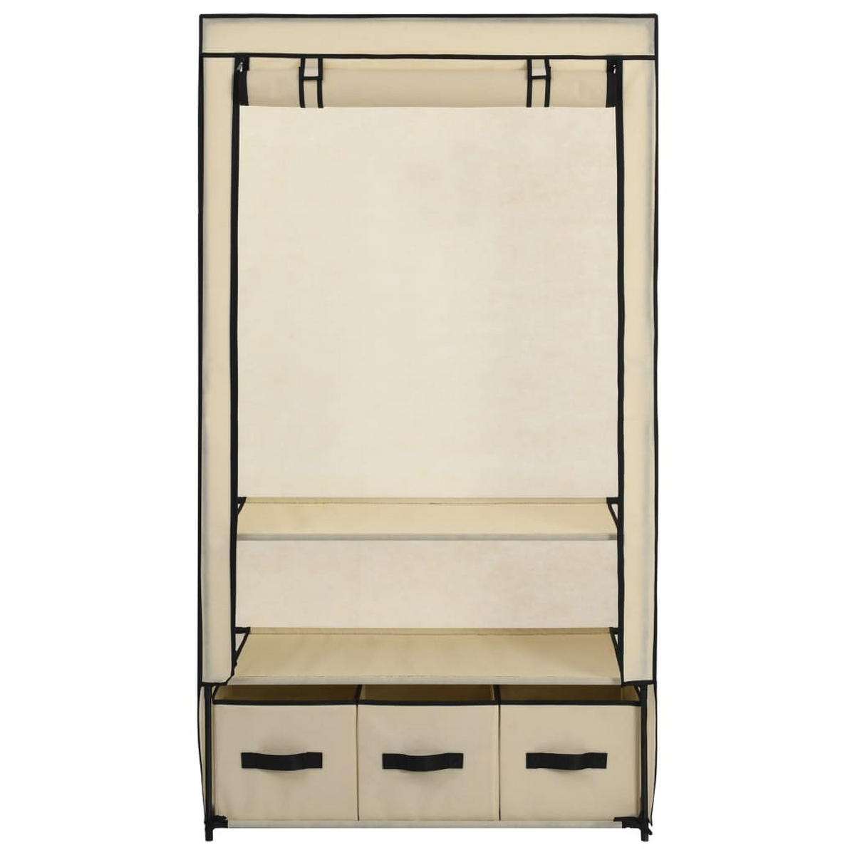 STOFFSCHRANK mit 3 Schubladen, 1 Rolltür 87/49/159 cm Creme - Creme, Textil (87/159/49cm) - vidaXL