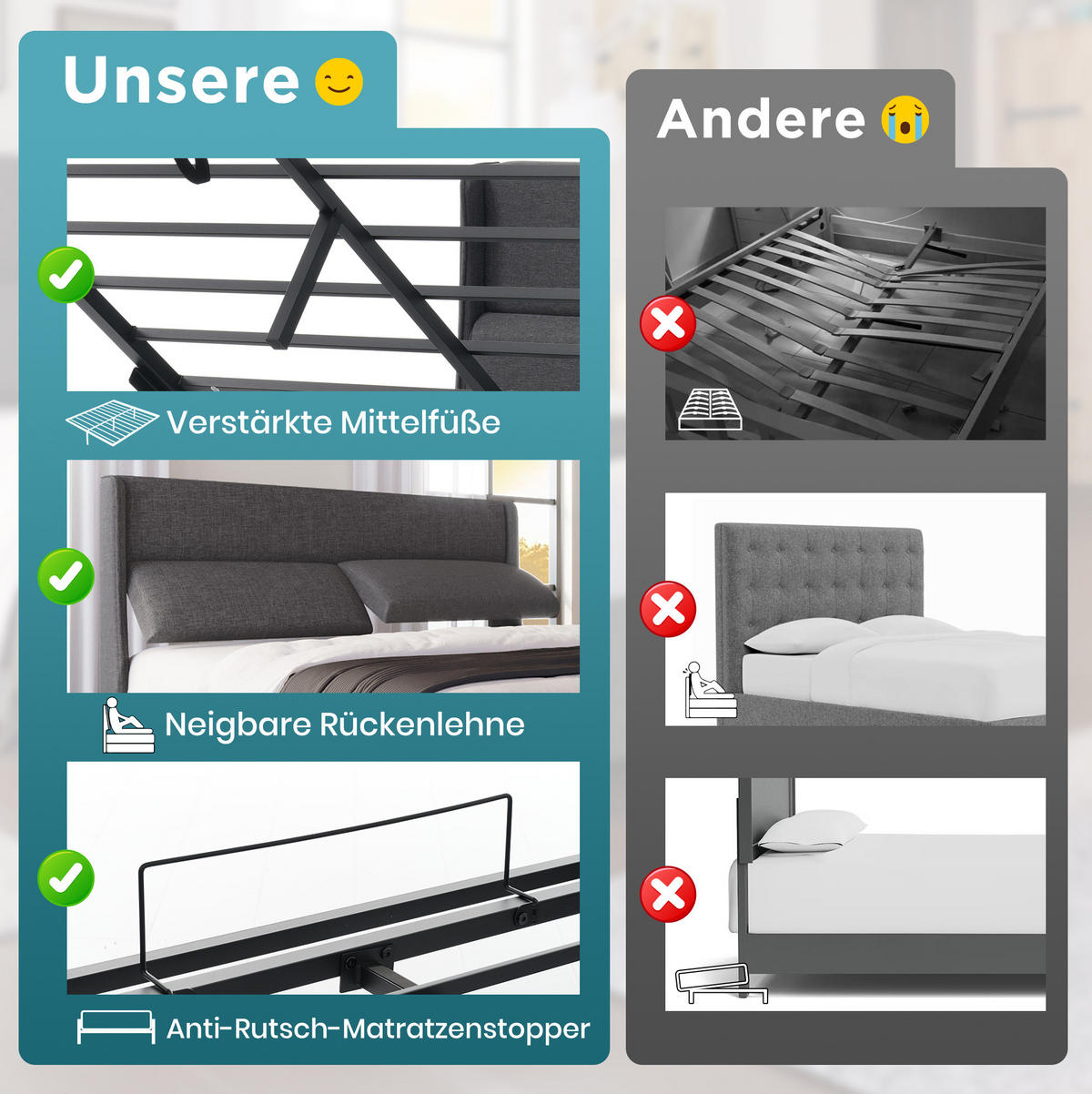 POLSTERBETT 160/200 cm Grau aus Leinen mit Stauraum - Grau, Textil (160/200cm) - OKMYHOME