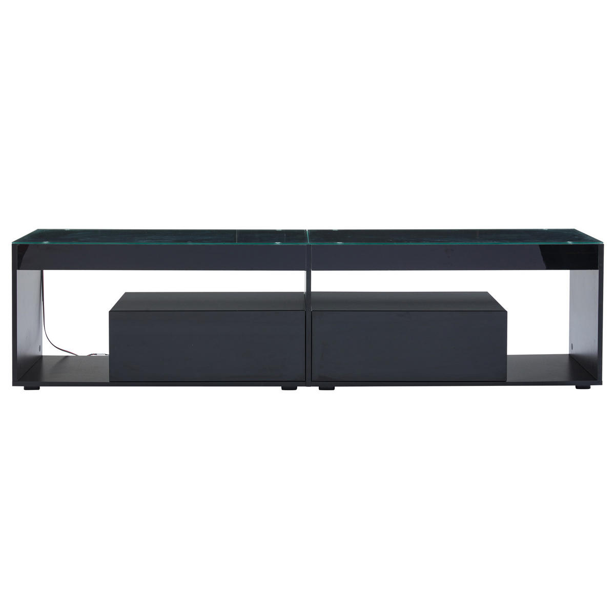 TV-ELEMENT mit LED 180 x 40 x 46 cm Schwarz Hochglanz 2 Schubladen - Schwarz, Holzwerkstoff (40/46/180cm) - Beauniv