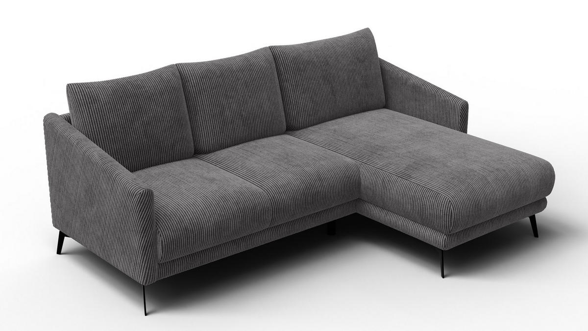 ECKSOFA VILT 3-Sitzer, dunkelgrau - Dunkelgrau/Schwarz, Holzwerkstoff/Textil (221/156cm) - Courtois Laville