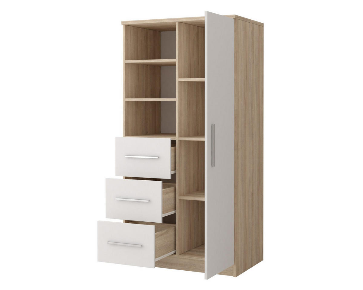 KINDERREGAL OLMO 05 80/40/160 Weiß/Sonoma Eiche - Weiß/Sonoma Eiche, Holzwerkstoff (80/160/40cm) - Deine Möbel 24