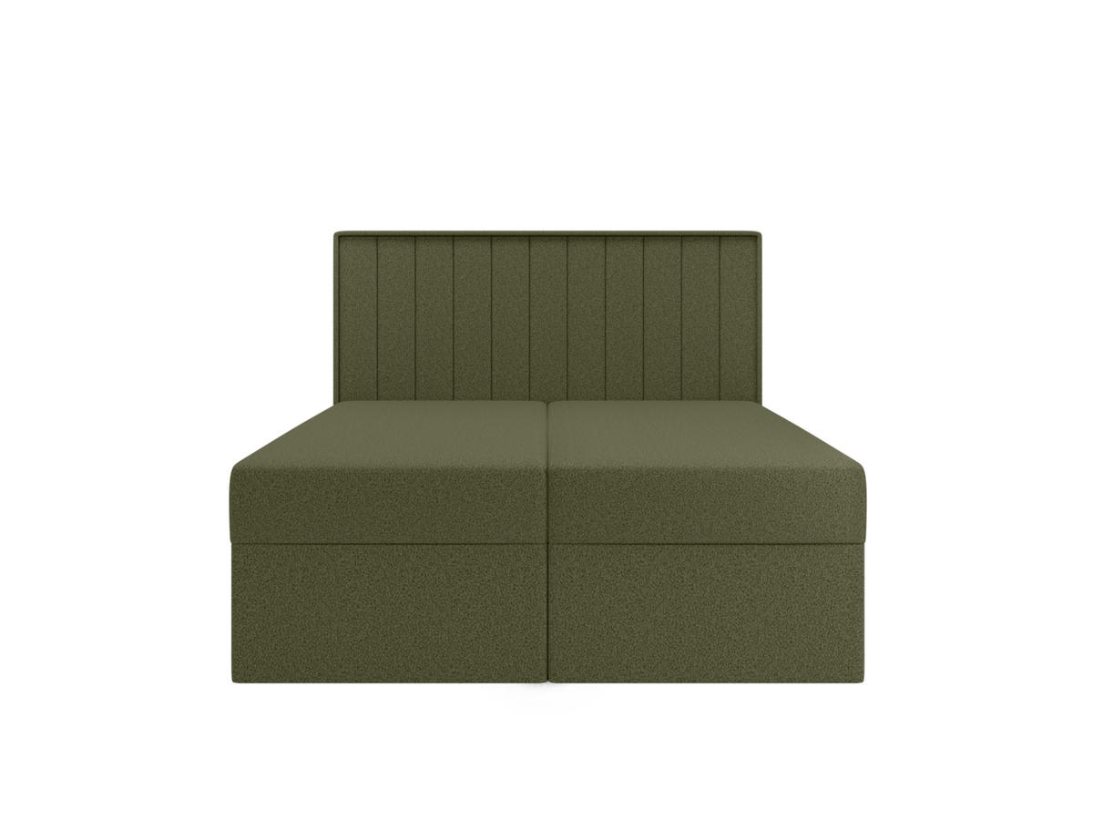 BOXBETT - Taschenmatratze + Topper 180x200 dunkelgrün Bouclé - Dunkelgrün, Holz/Holzwerkstoff (180/200cm) - SIMKAM Furniture