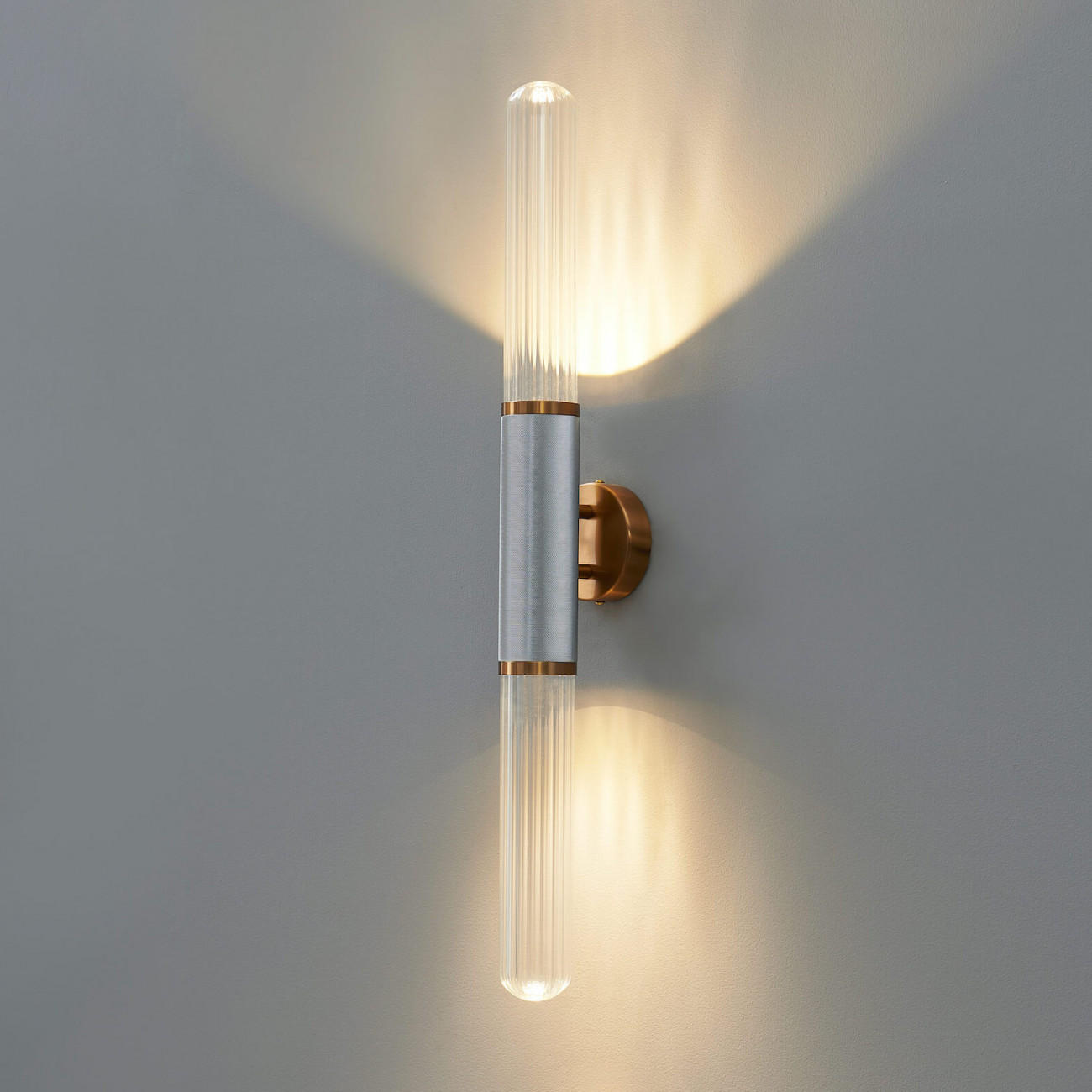WANDLEUCHTE Hita, Silber/Chrom, 74cm - Chromfarben, Glas (12/74/74cm) - KOSILUM