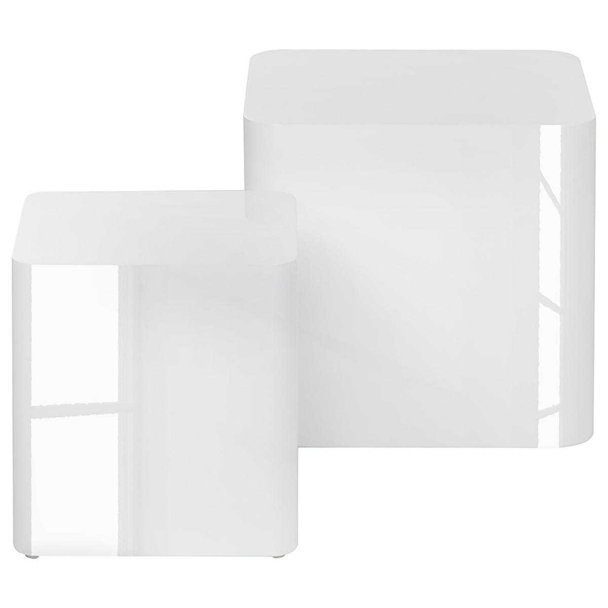 BEISTELLTISCH (2er-Set) - Hochglanz Weiß - Weiß Hochglanz, Holzwerkstoff (40/40/38cm) - home24