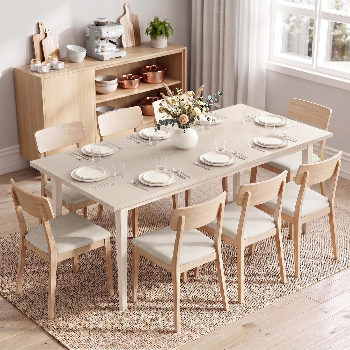 ESSTISCH Creme 180.0/90.0/76.0 - Creme, Holzwerkstoff (180/90/76cm)