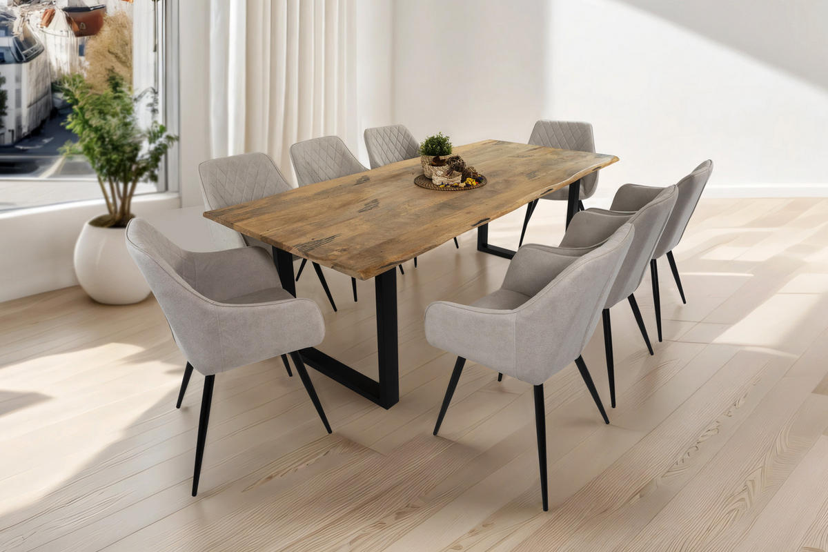 ESSTISCH TIGER - Beige/Schwarz, Holz (100/240/77cm) - SAM