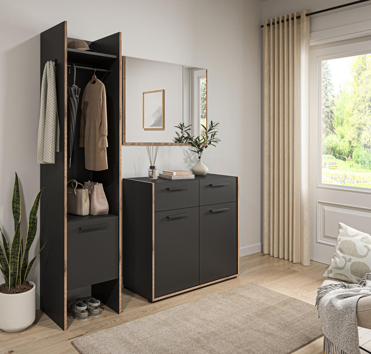 GARDEROBENSPIEGEL Nox Eiche, Wandspiegel 95 x 70 cm, Salud - Eichefarben, Holzwerkstoff (95/70/2cm) - Inn.Furn