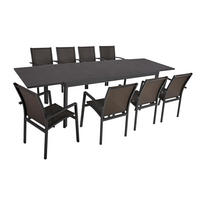 GARTEN-SITZGRUPPE Edgar 9-teilig Gartenmöbel-Set - Dunkelgrau, Kunststoff - DELUKE