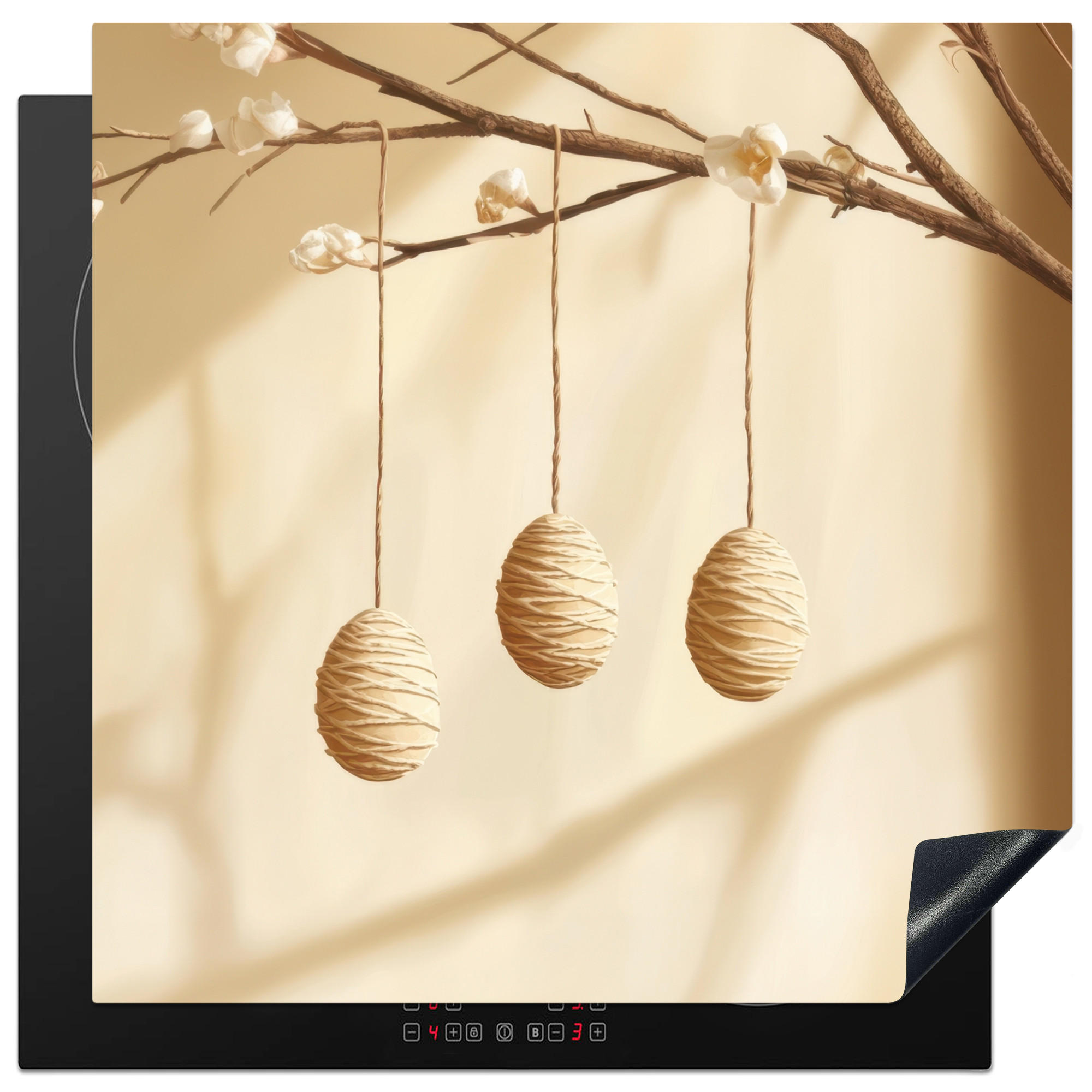 MuchoWow Herdabdeckplatte Beige 78x78x0.2 cm