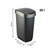 MÜLLEIMER 50 Liter 60x29,8x40 cm Kunststoff Schwarz-Silber - Schwarz, Kunststoff (29.8/60.2/40.1cm) - PROREGAL