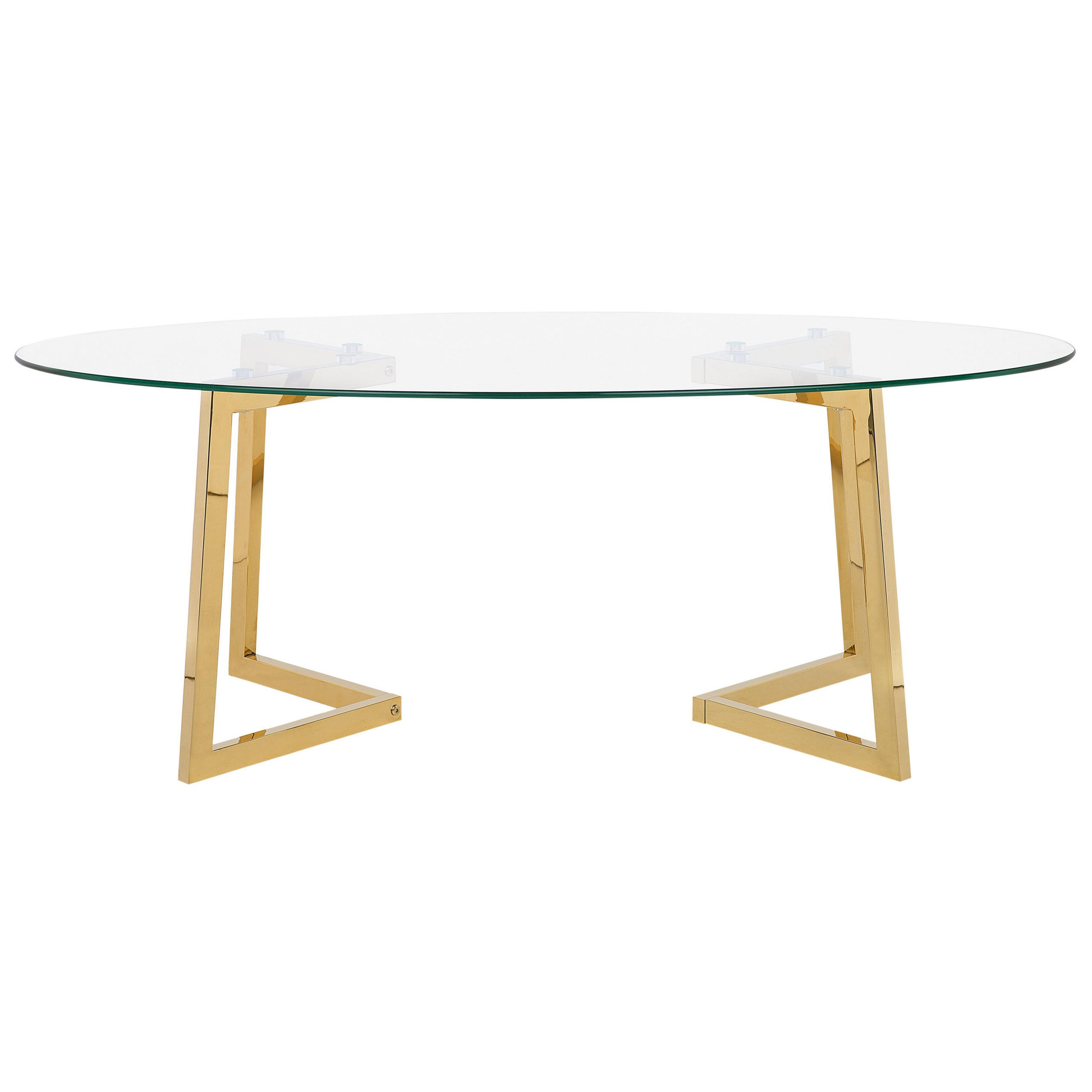 COUCHTISCH Glas Gold oval Fresno - Transparent/Goldfarben, Glas (60/120/45cm) - Beliani