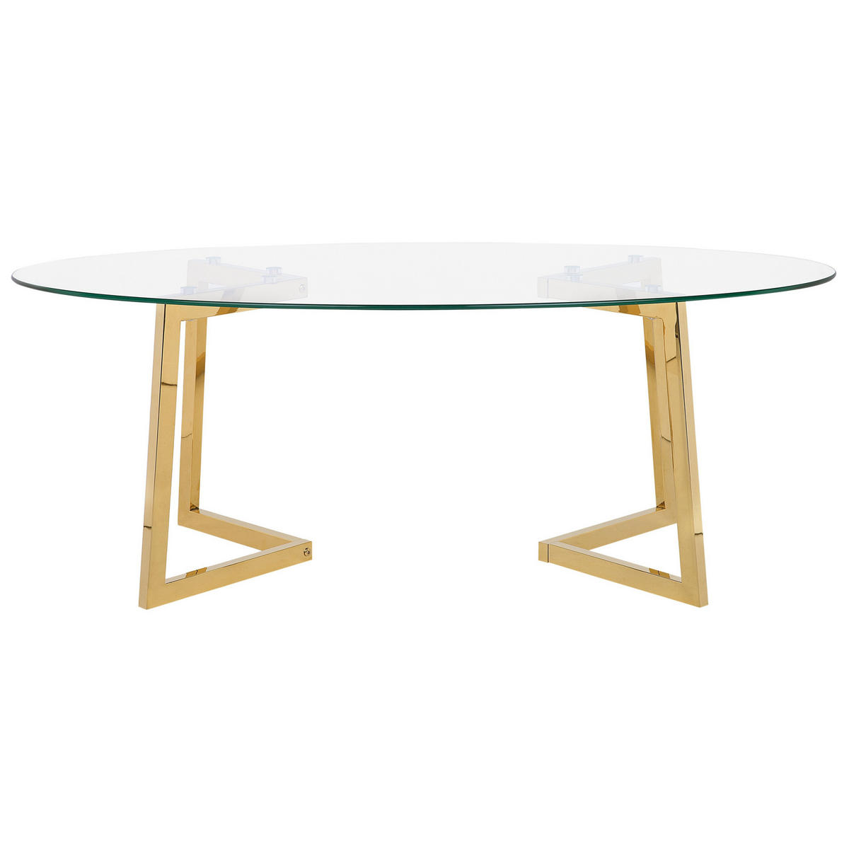 COUCHTISCH Glas Gold oval Fresno - Transparent/Goldfarben, Glas (60/120/45cm) - Beliani