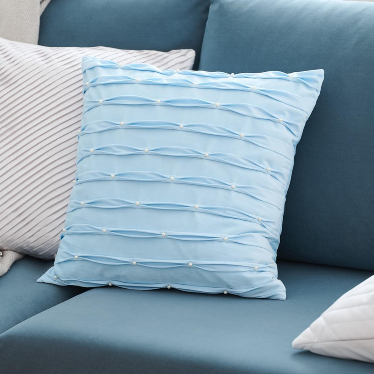 KISSENBEZUG Perline - Hellblau, Textil (45/45cm) - home&you