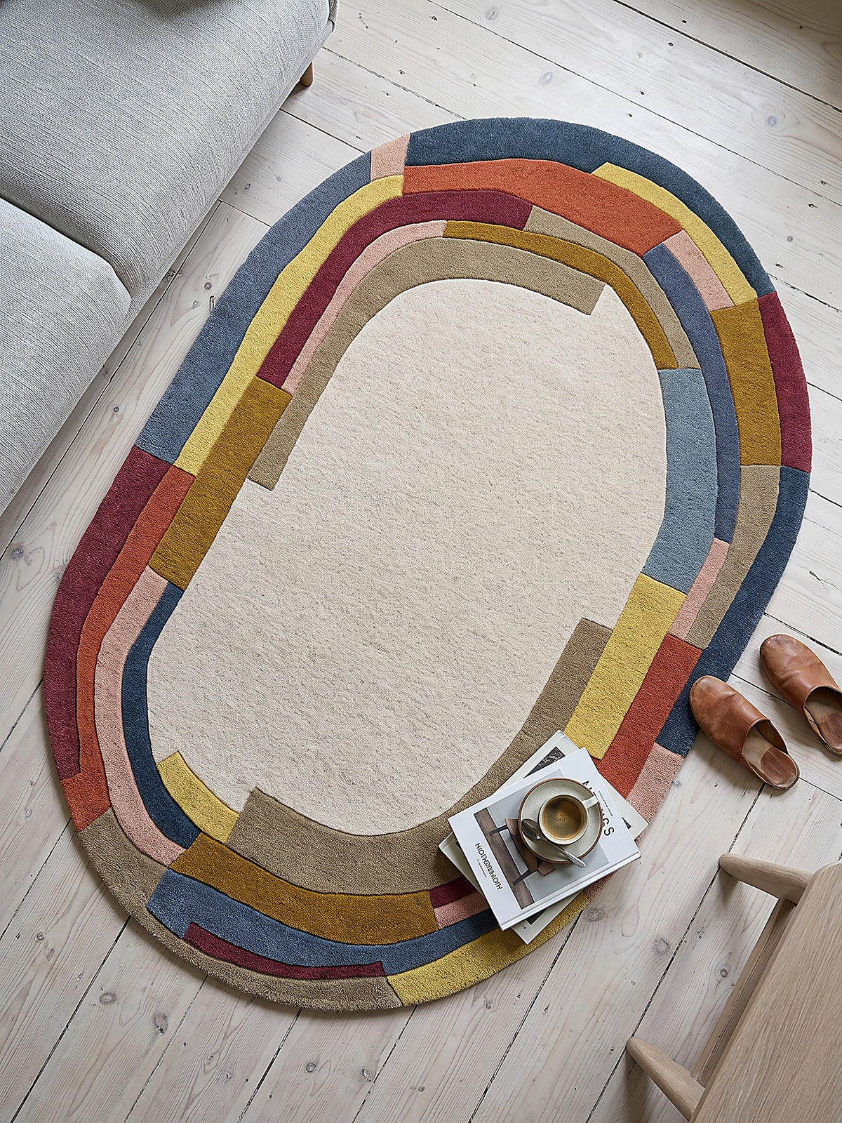 WOLLTEPPICH handgetuftet LUGAR, Farbblock-Bordüre, Multi, 160 x 230 cm - Multicolor, Textil (160/230cm) - KADIMA DESIGN