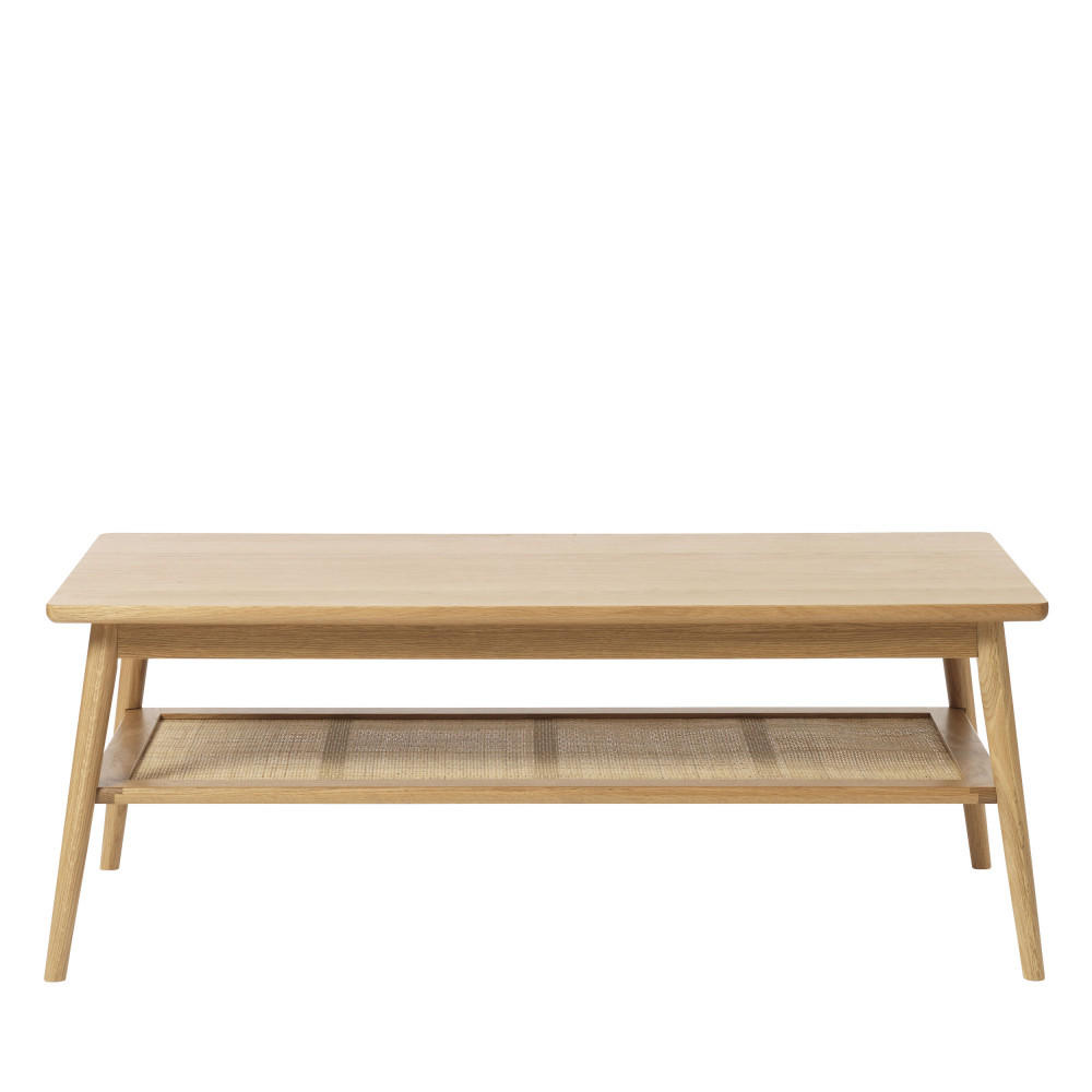 COUCHTISCH aus Holz und Geflecht 120x60 cm - KIYO - color_light_wood - Eschefarben, Holz (60/120/45cm) - Drawer
