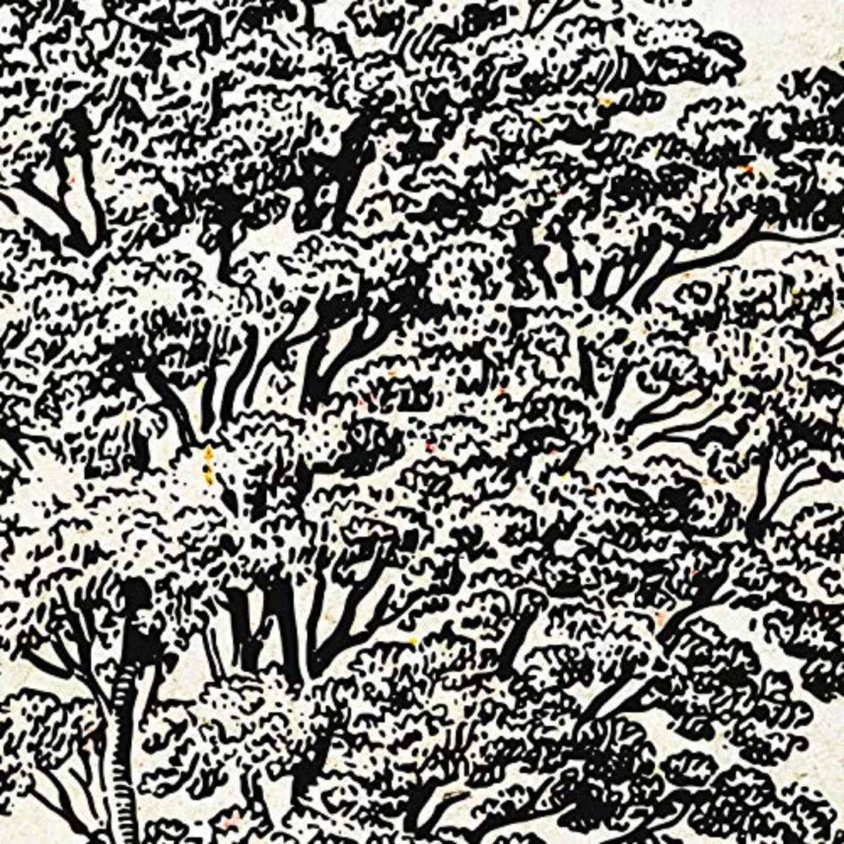 POSTER Set mit 4 Bädern Bäume variierten Jahrgang Hintergrund 30x30 cm Rahmenlos - Klar, Papier (30/3cm) - Nacnic