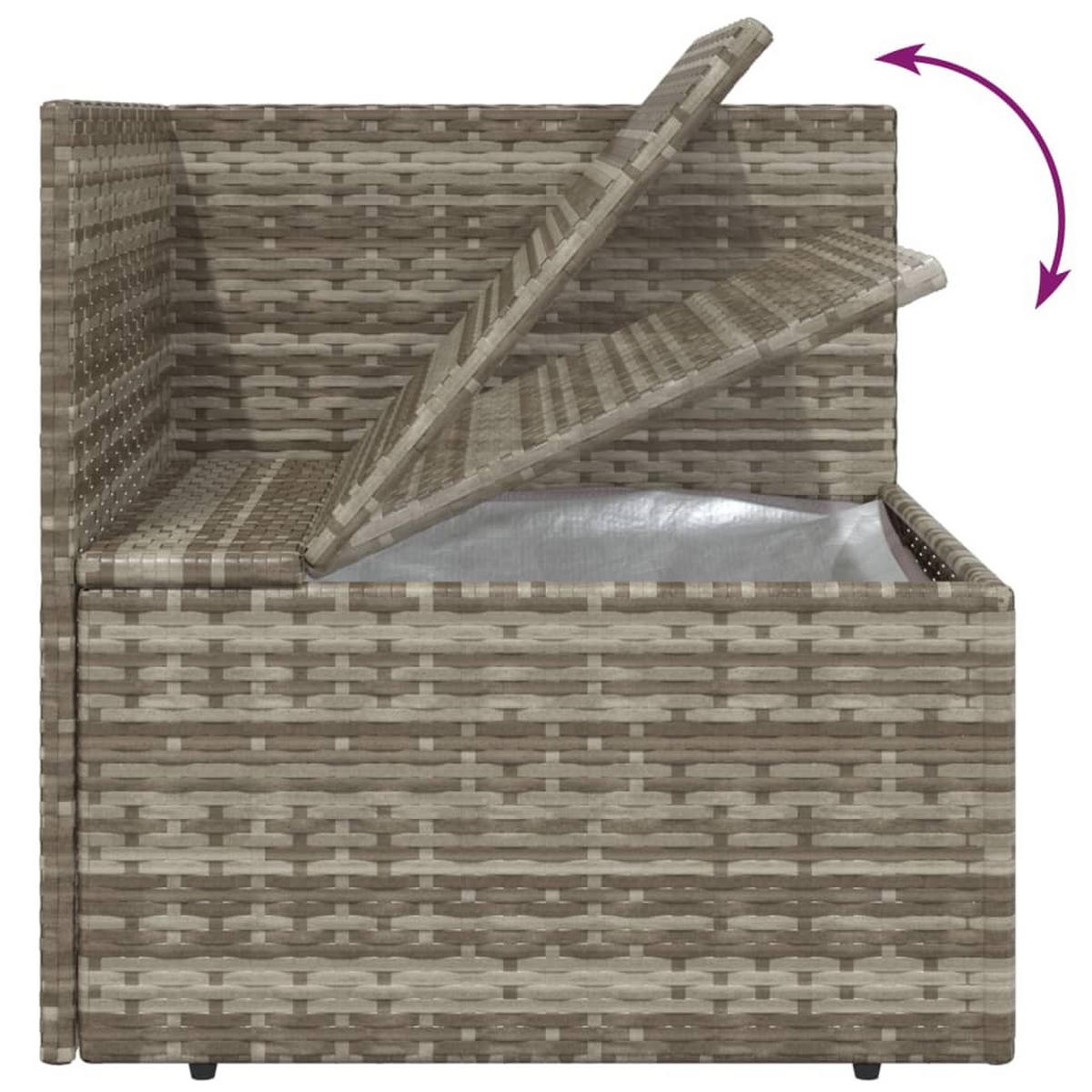 GARTEN-LOUNGE-SET 3-TLG. Mit Kissen Grau Poly Rattan - Grau, Kunststoff - vidaXL