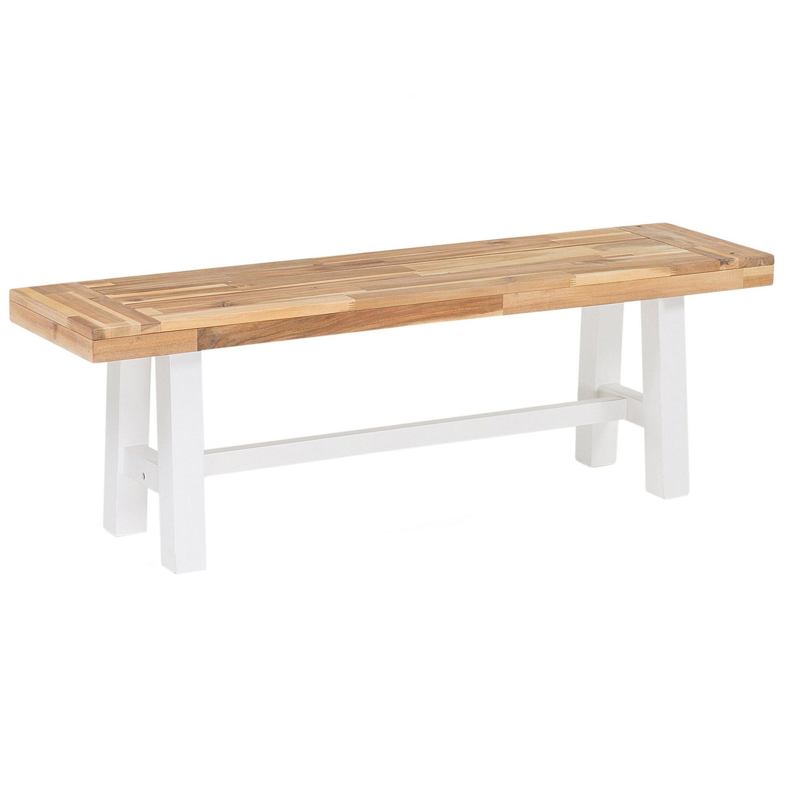 SITZBANK Akazienholz weiß/hellbraun 140 cm Scania - Hellbraun/Weiß, Holz (140/45/36cm) - Beliani