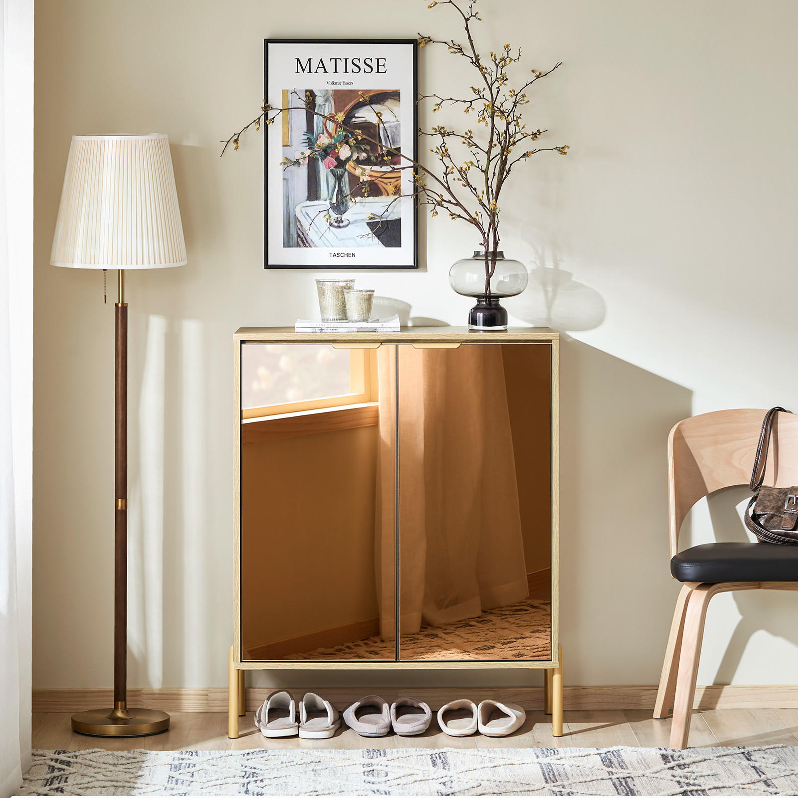 SCHUHSCHRANK Gold - Goldfarben, Glas/Holzwerkstoff (83/100/38cm) - SoBuy