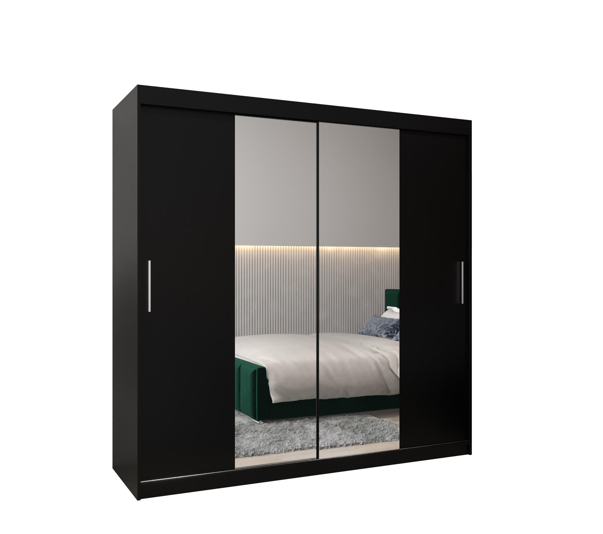 Möbel Kryspol Schiebetürenschrank Schwarz 200x200x62 cm