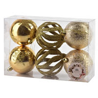 CHRISTBAUMKUGEL-SET Santa Lila 6-tlg Kunststoff - Goldfarben, Kunststoff (9/25/16cm) - Mondex