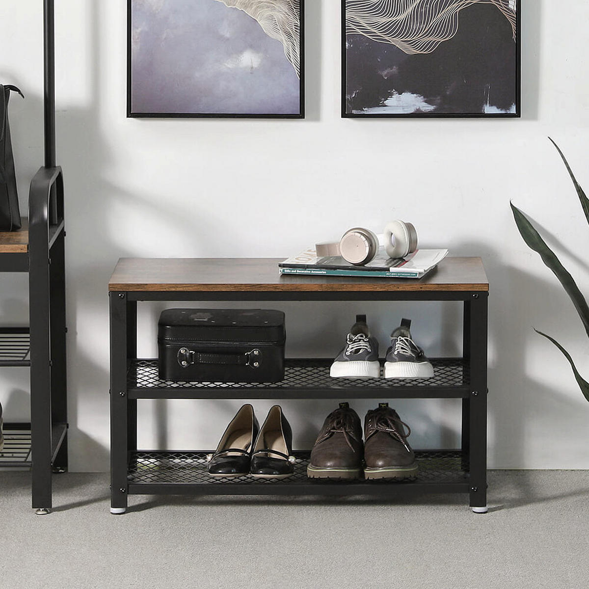 SCHUHBANK - Braun, Holzwerkstoff (30/30/73cm) - Hansiro