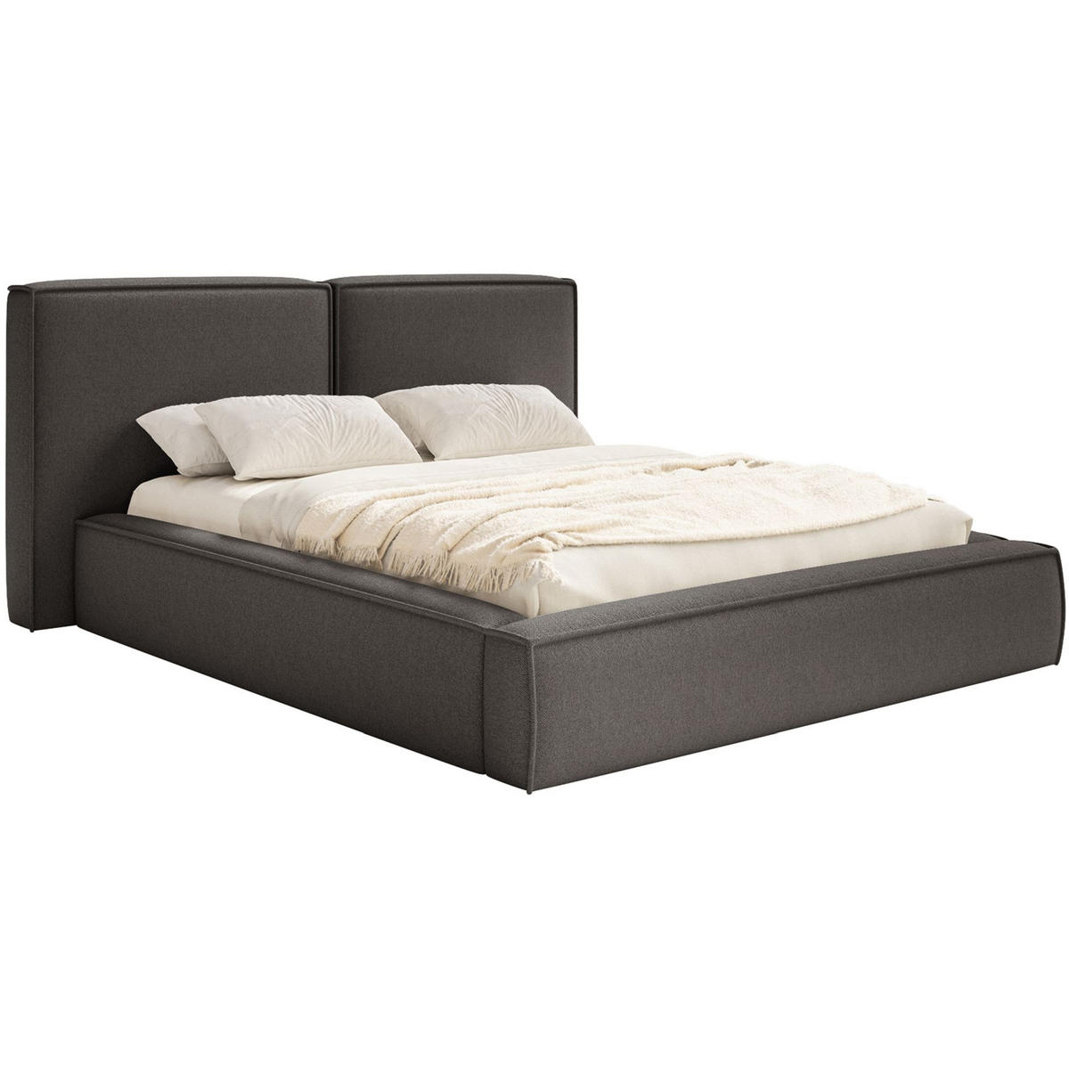 POLSTERBETT Tilves Graphitgrau 140x200 cm - Schwarz/Graphitfarben, Kunststoff/Textil (140/200cm) - Selsey