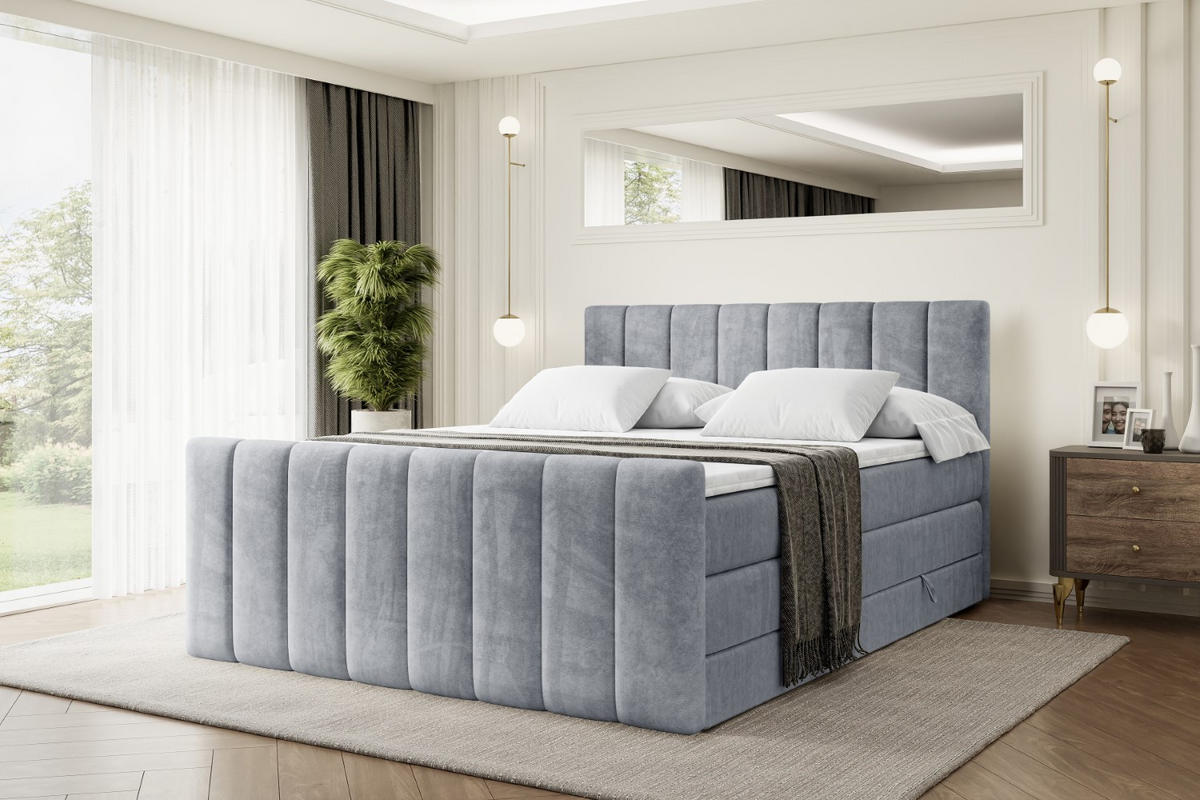 BOXSPRINGBETT OTTA-Z KING - 120x200 - H3/H4 - Grau - Grau, Holzwerkstoff (120/200cm) - ALTDECOR