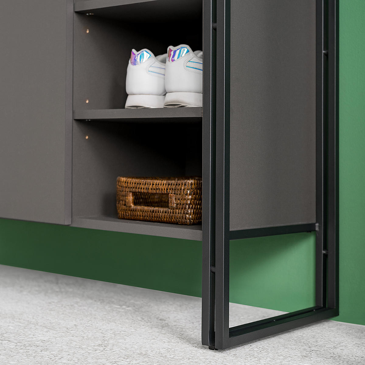 SCHUHKOMMODE - Graphitfarben, Holzwerkstoff (110/95/35cm) - home24