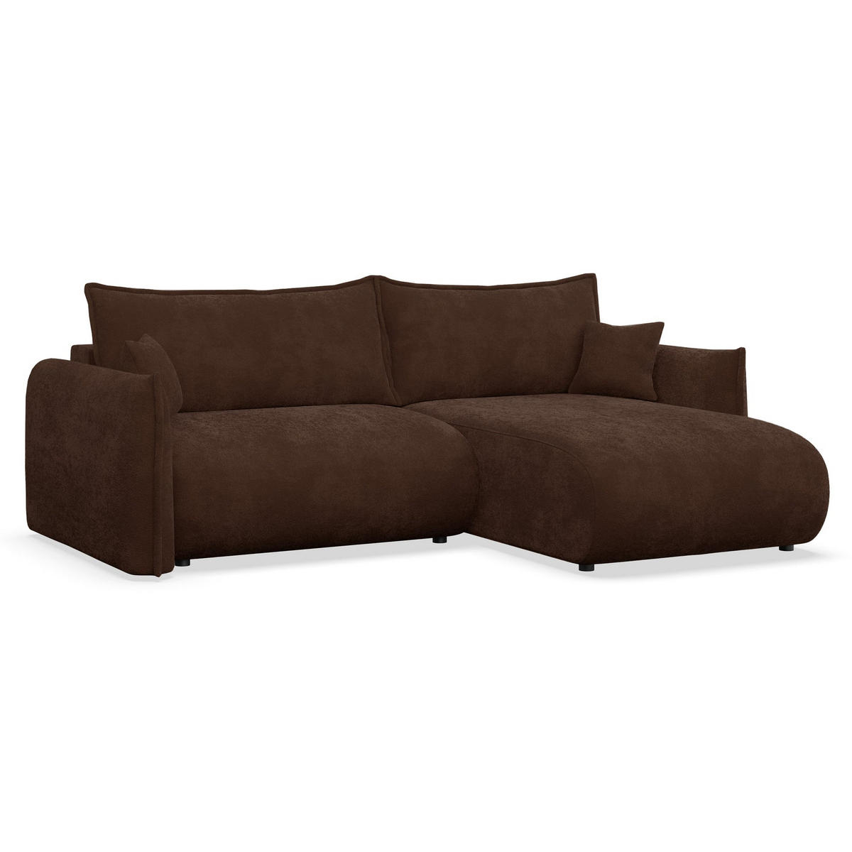 ROHOVÁ SEDAČKA Cushi, pravý roh, hnědá žinylka - černá/hnědá, textil/plast (183/252cm) - Selsey